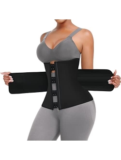 Waist Trainer for Women Plus Size 7 Steel Bones Neoprene Sauna Workout Girdle Zipper Waist Cincher Trimmer Belt