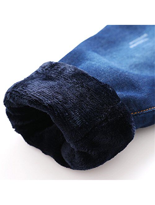 Mud Kingdom Boys' Winter Denim Jeans with Fleece Lining
