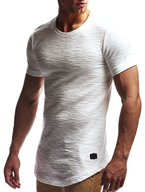 LEIF NELSON mens t-shirt crewneck oversize mens short sleeve Cotton t-shirt calssic oversize shirt long sleeve LN6324