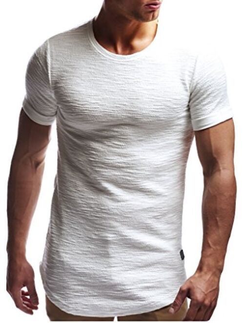 LEIF NELSON mens t-shirt crewneck oversize mens short sleeve Cotton t-shirt calssic oversize shirt long sleeve LN6324