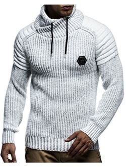 Mens Knitted Pullover | Long-sleeved slim fit Knitwear | Biker-Style sweatshirt with shawl collar for Men