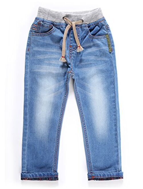 LITTLE-GUEST Baby Boys Drawstring Waistband Jeans Toddler Pull on Denim Pants B103