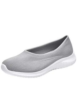 konhill Women's Tennis Walking Shoes Breathable Casual Work Slip-on Sneakers