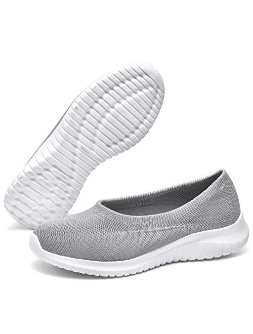 konhill Women's Tennis Walking Shoes Breathable Casual Work Slip-on Sneakers