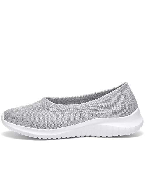 konhill Women's Tennis Walking Shoes Breathable Casual Work Slip-on Sneakers
