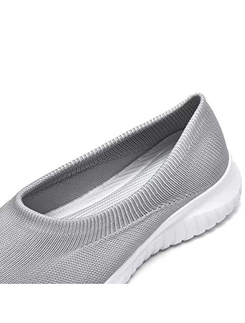 konhill Women's Tennis Walking Shoes Breathable Casual Work Slip-on Sneakers