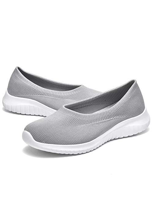 konhill Women's Tennis Walking Shoes Breathable Casual Work Slip-on Sneakers