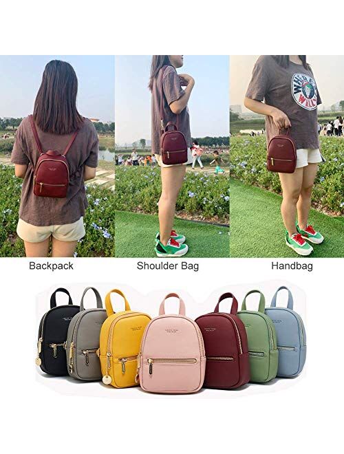 Women's Mini Backpack Purse Small Crossbody Shoulder Bag Cell Phone Wallet - Grey + Black