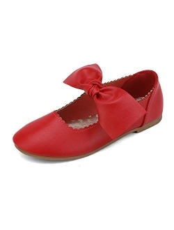 Girls Ballerina Flats Mary Jane Front Bow Dress Shoes