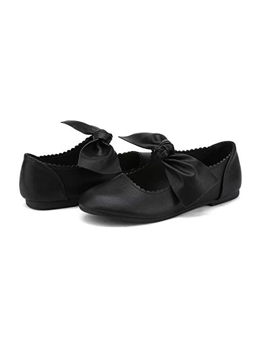 DREAM PAIRS Girls Ballerina Flats Mary Jane Front Bow Dress Shoes