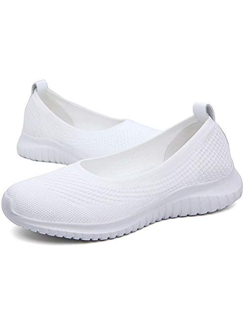 konhill Women's Comfortable Walking Shoes - Tennis Athletic Casual Slip On Sneakers