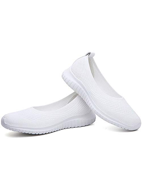konhill Women's Comfortable Walking Shoes - Tennis Athletic Casual Slip On Sneakers