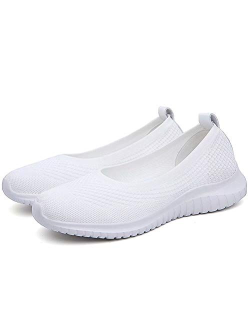 konhill Women's Comfortable Walking Shoes - Tennis Athletic Casual Slip On Sneakers
