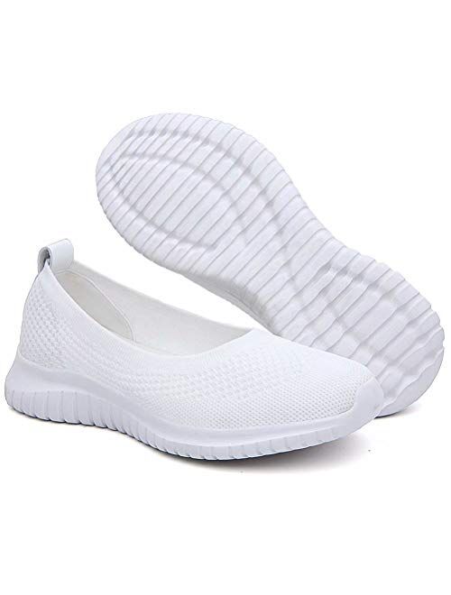 konhill Women's Comfortable Walking Shoes - Tennis Athletic Casual Slip On Sneakers