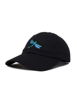 Dragonfly Womens Embroidered Baseball Cap Fashion Hat in Black