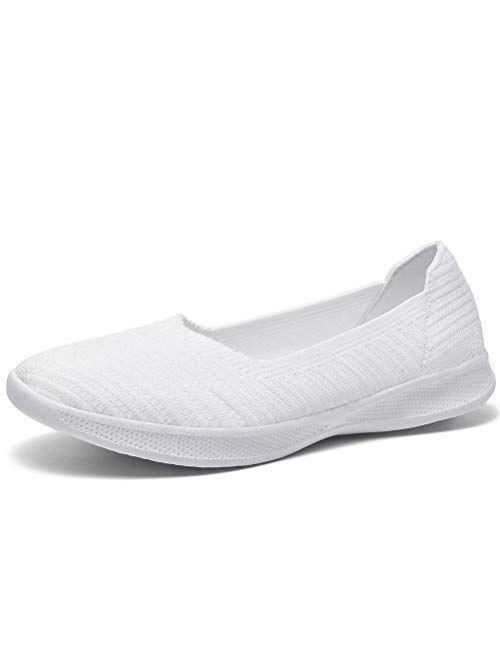 konhill Women's Slip on Flat-Comfy Walking Nurse Shoes