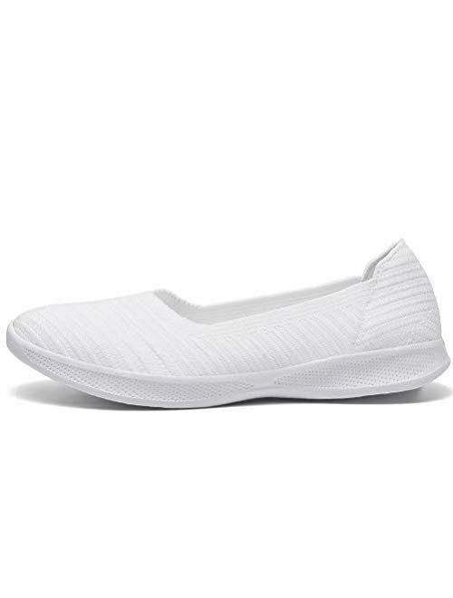 konhill Women's Slip on Flat-Comfy Walking Nurse Shoes