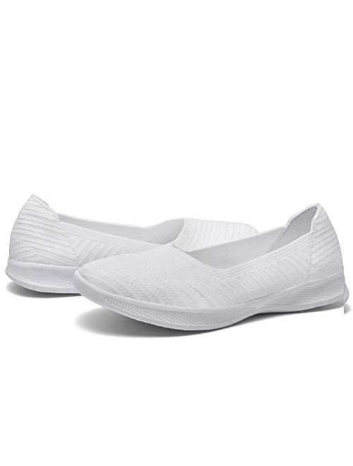 konhill Women's Slip on Flat-Comfy Walking Nurse Shoes