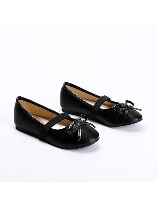 SANDALUP Girls Flats Slip-on Ballet Flats with Elastic Strap and Bow Knot