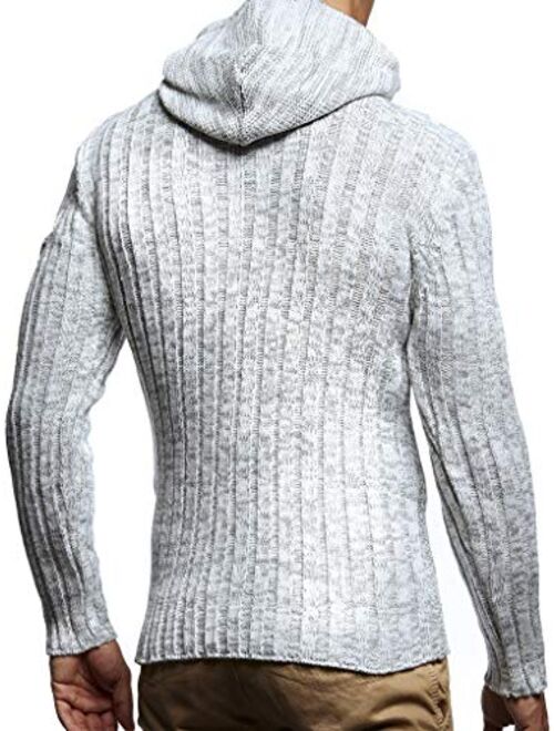 Leif Nelson LN5400 Men's Knitted Pullover with Cozy Hood