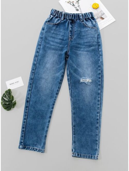 Shein Boys Washed Ripped Jeans