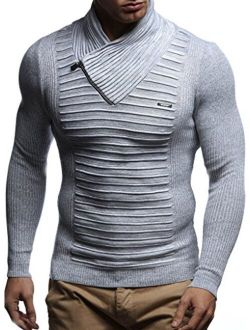 Mens Knitted Pullover | Long-sleeved slim fit shirt | Basic winter sweatshirt with shawl collar for Men