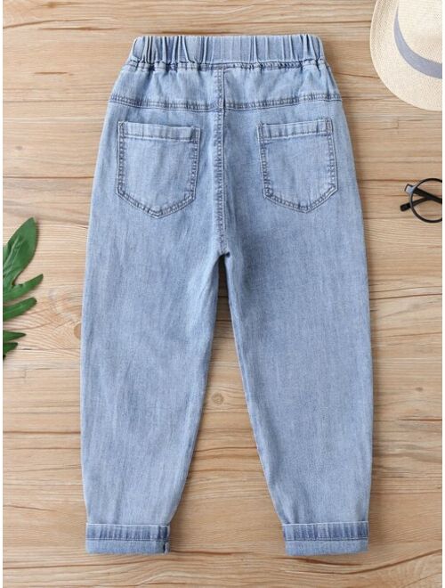 Shein Boys Elastic Waist Tapered Jeans