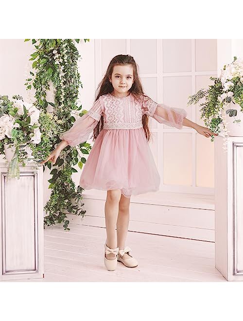 HEHAINOM Toddler/Little Girls Alisa Mary Jane Dress Shoes Flower Girl Ballet Flats with Bow for Party School