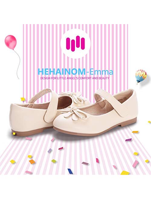 Hehainom Toddler/Little Kid Girls Ballet Flats Ankle Strap Dress Shoes 