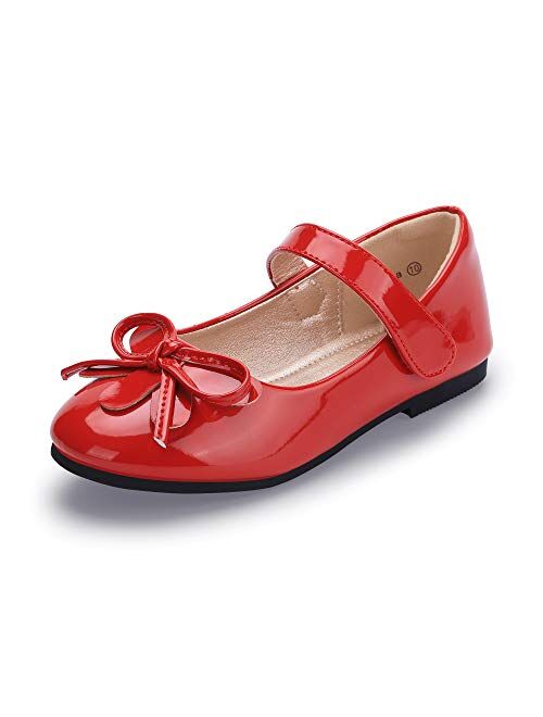 Hehainom Girls Dress Shoes Toddler Little Kids Gracy Ballet Mary Jane Ballerina Flats with Elastic Ankle Strap 