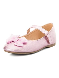 K KomForme Toddler Girls Flat Shoes Non-Slip Soft Ballet Mary Jane Walking Shoes