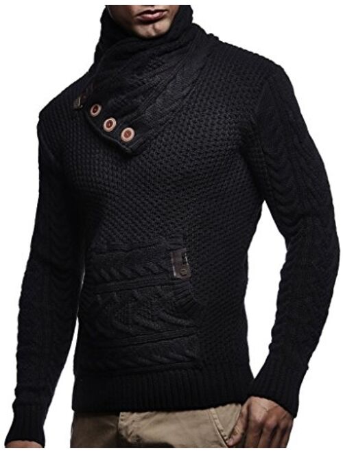 Leif Nelson Men’s Knitted Pullover | Long-sleeved slim fit Knitwear | Winter sweatshirt with shawl collar for Men