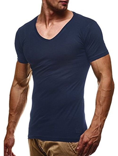 LEIF NELSON Men's Basic T-Shirt Stylish V-neck Sweatshirt Modern Sweater Hoodie Jacket Slim Fit LN6372
