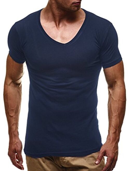 LEIF NELSON Men's Basic T-Shirt Stylish V-neck Sweatshirt Modern Sweater Hoodie Jacket Slim Fit LN6372