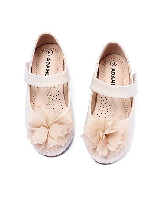 Toddler/Little Kid Girl Floral Mary Jane Elastic Strap Ballerina Flat Shoes 