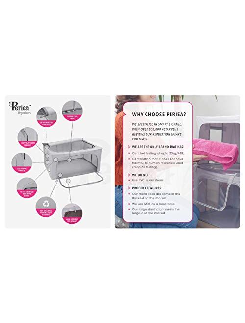 Periea Collapsible Clothes & Bedding Storage Boxes - Under-Bed or in Closet - Pack of 2 Large Organizers (77L) (Camel)