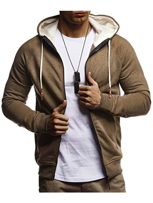 Leif Nelson Men's Sweatshirt Jacket Slim Fit | Full Zip Sweater for Men | Longsleeve Basic hooded Jacket