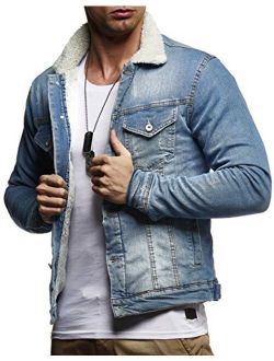 Men's Denim Jacket Basic Jeans Jacket Fur Stand Collar Casual Jacket Slim Fit LN9610