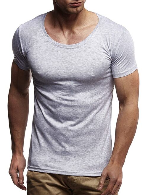 LEIF NELSON Men's Modern Basic T-Shirt Fashionable Shortsleeve Hoodie Sweater Jacket Slim Fit LN6373; XX-Large, Gray