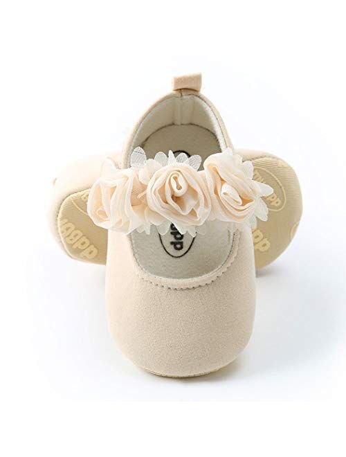 BABITINA Baby Girl Shoes Mary Jane Flats with Bowknot Non-Slip Toddler First Walkers Newborn Dress Shoes