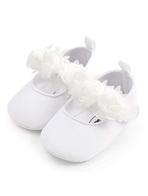 BABITINA Baby Girl Shoes Mary Jane Flats with Bowknot Non-Slip Toddler First Walkers Newborn Dress Shoes 