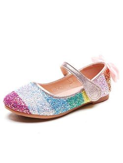 PANDANINJIA Toddler/Little Kid Girl's Susie Dress Mary Jane Ballet Flats Ballerina Flat Shoes for Wedding Party School 
