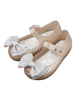 iFANS Girls Princess Mary Jane Cloth Bow Jelly Shoes Flats(Toddler Little Kids)
