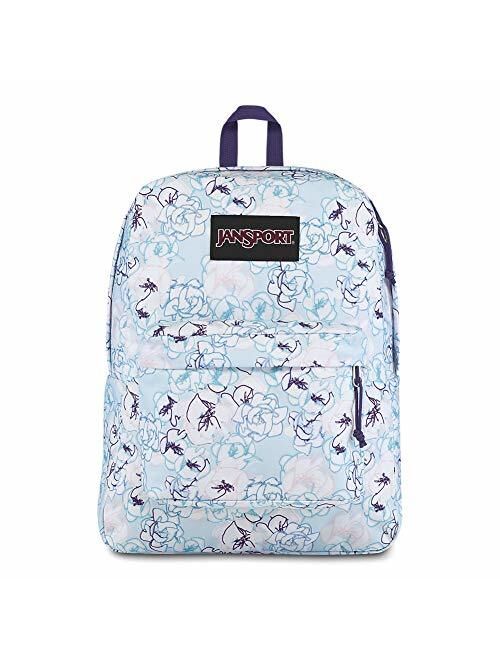 JanSport Black Label Superbreak Backpack - Lightweight School Bag - Blue Sketch Floral Print
