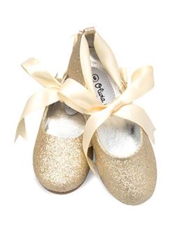 Olivia K Girls Adorable Ballerina Mary Jane Flats Ribbon Tie Shoes