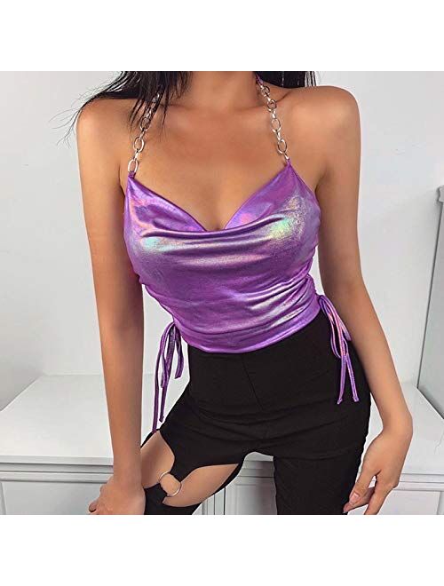Forshe Metallic Crop Tops for Raves and Music Festivals