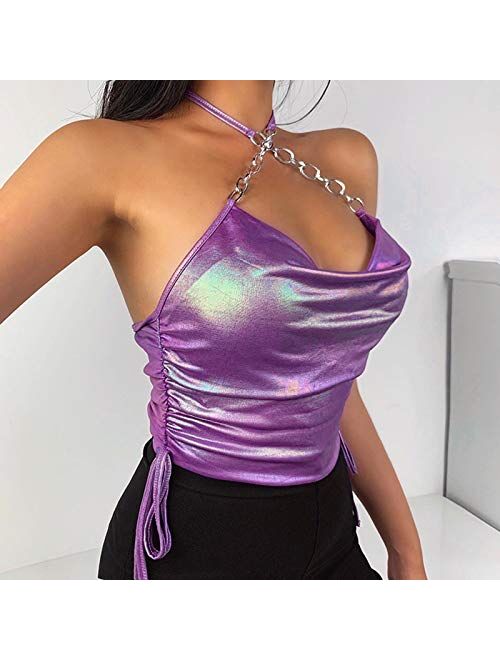 Forshe Metallic Crop Tops for Raves and Music Festivals