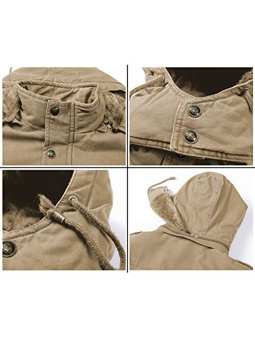 JYG Men's Winter Thicken Coat Casual Military Parka Jacket with Removable Hood