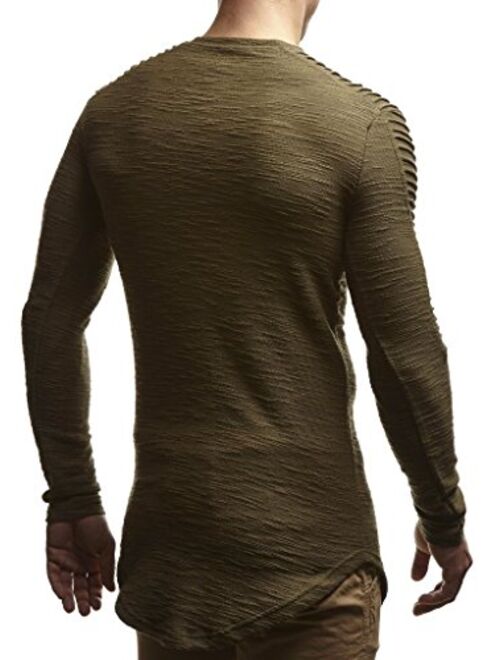 LEIF NELSON Men's Stylish Basic Longsleeve Crew Neck Pullover Hoodie Sweater Jacket T-Shirt Slim Fit LN6326