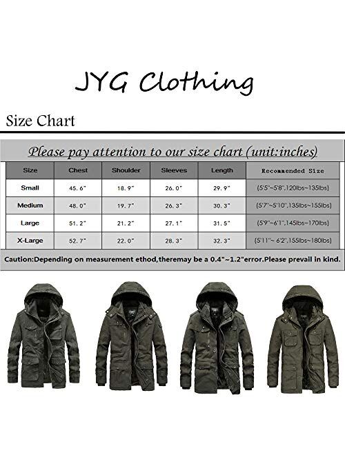 JYG Men's Winter Thicken Military Parka Jacket With Removable Hood